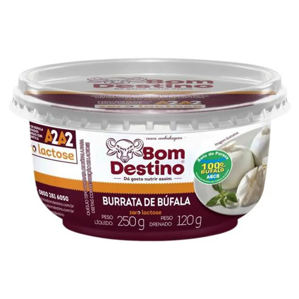 QUEIJO BURRATA ZERO LAC BOM DESTINO 120G