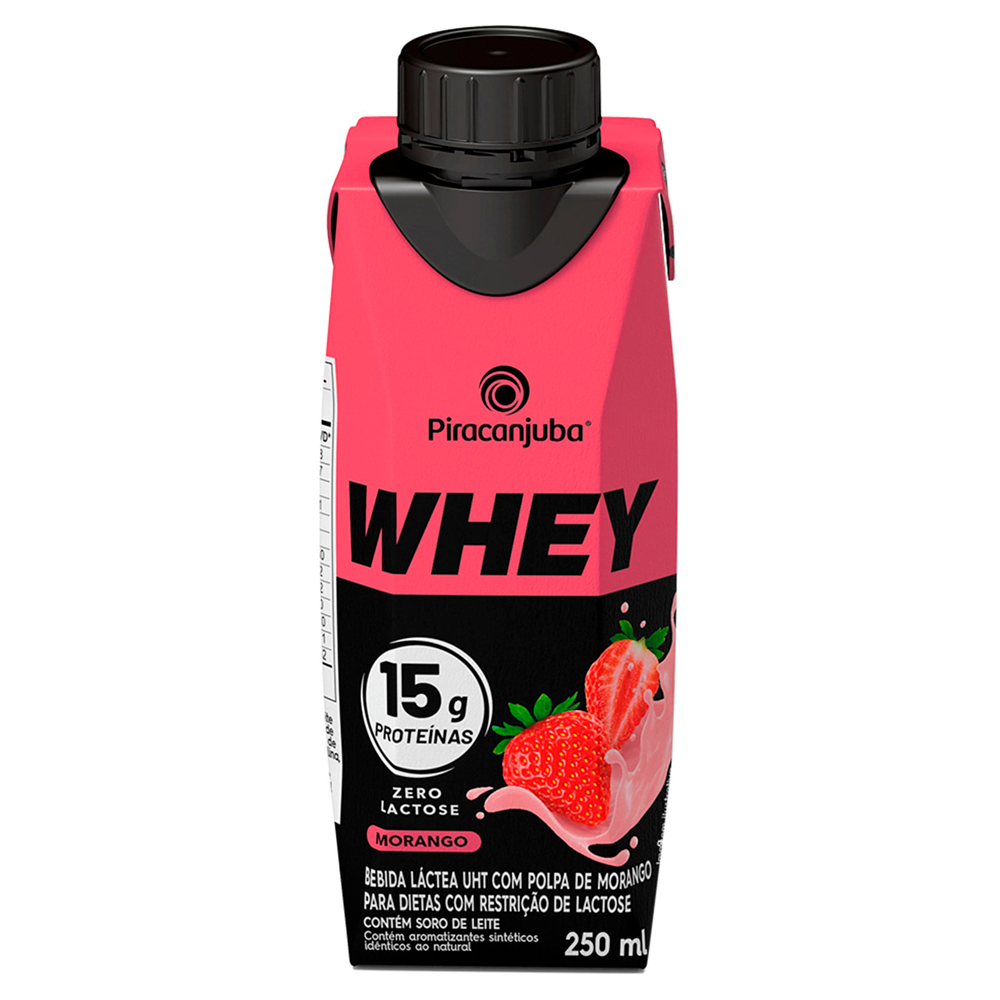 BEBIDA LÁCTEA UHT MORANGO ZERO LACTOSE PIRACANJUBA PROTEIN CAIXA 250ML