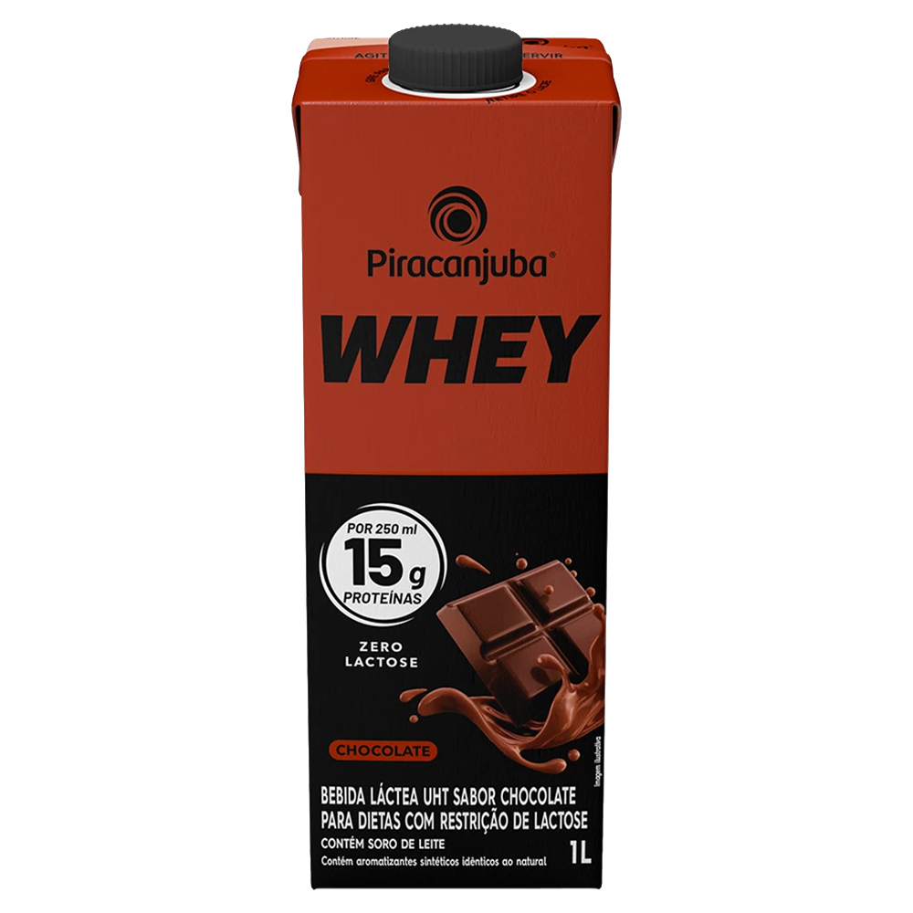 BEBIDA LÁCTEA UHT CHOCOLATE ZERO LACTOSE PIRACANJUBA WHEY CAIXA 1L