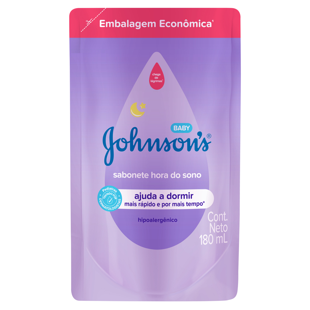 SABONETE BEBÊ LÍQUIDO JOHNSONS HORA DO SONO SACHÊ 180ML REFIL EMBALAGEM ECONÔMICA