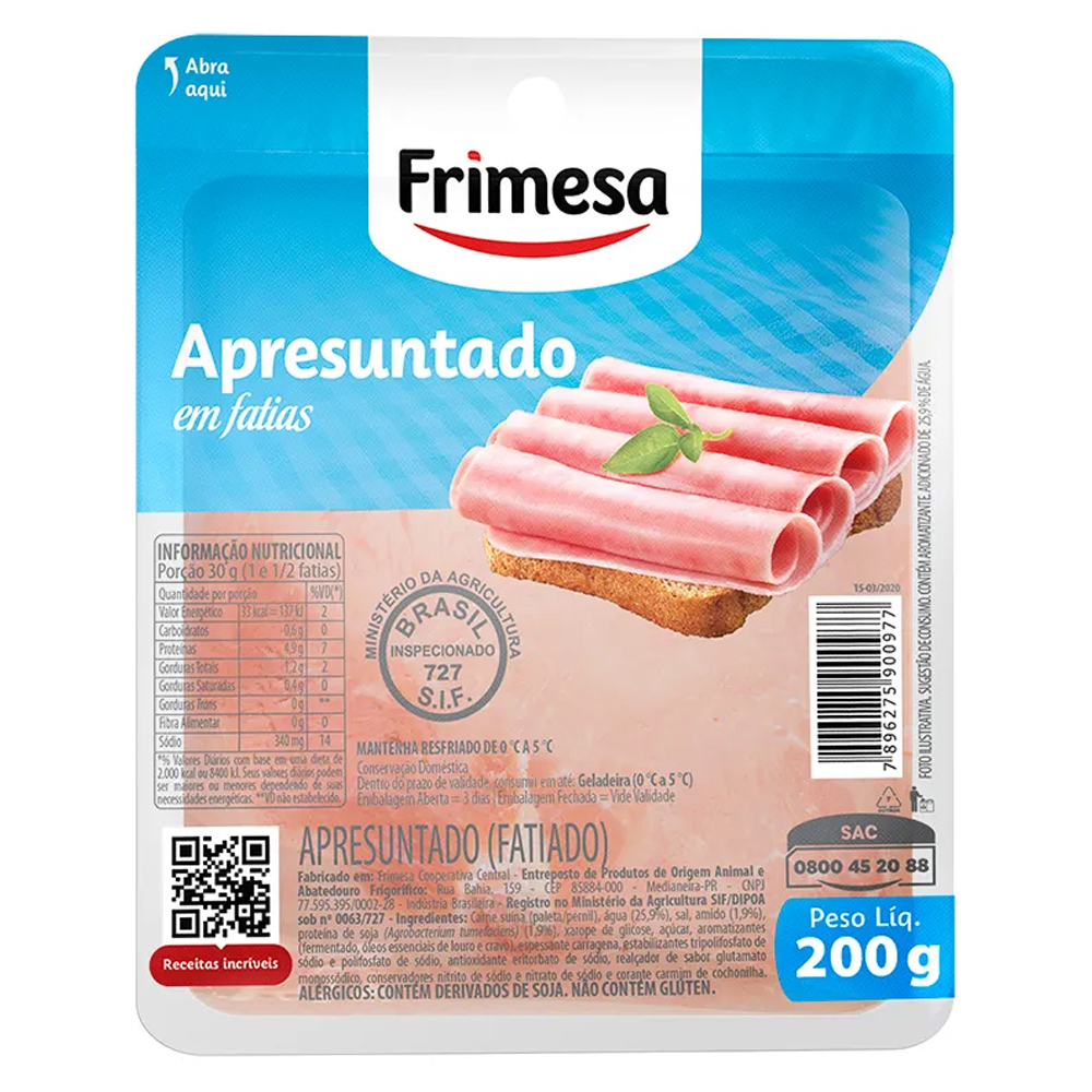 APRESUNTADO FATIADO FRIMESA 200G