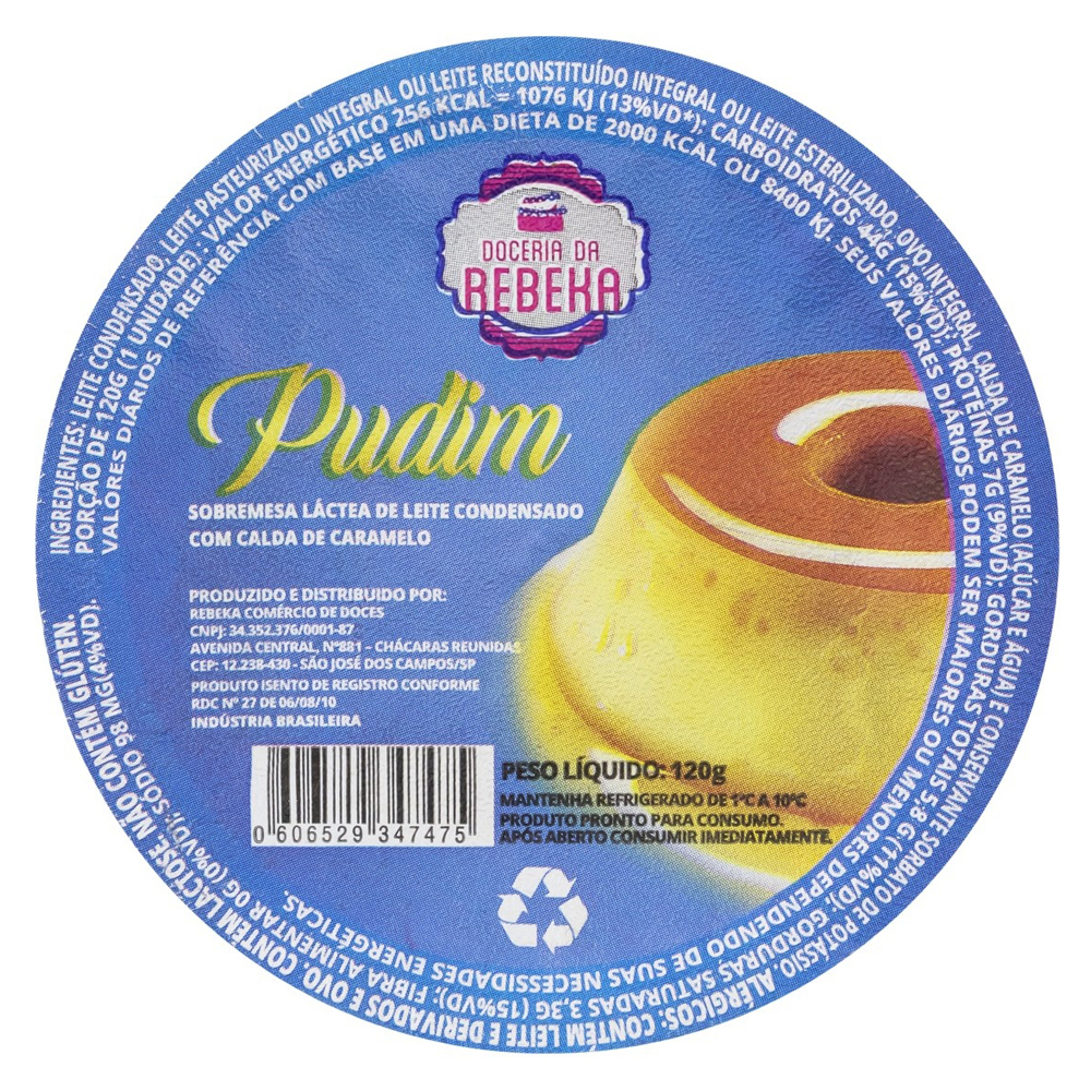 SOBREMESA LÁCTEA PUDIM LEITE CONDENSADO CALDA CARAMELO DOCERIA DA REBEKA POTE 120G