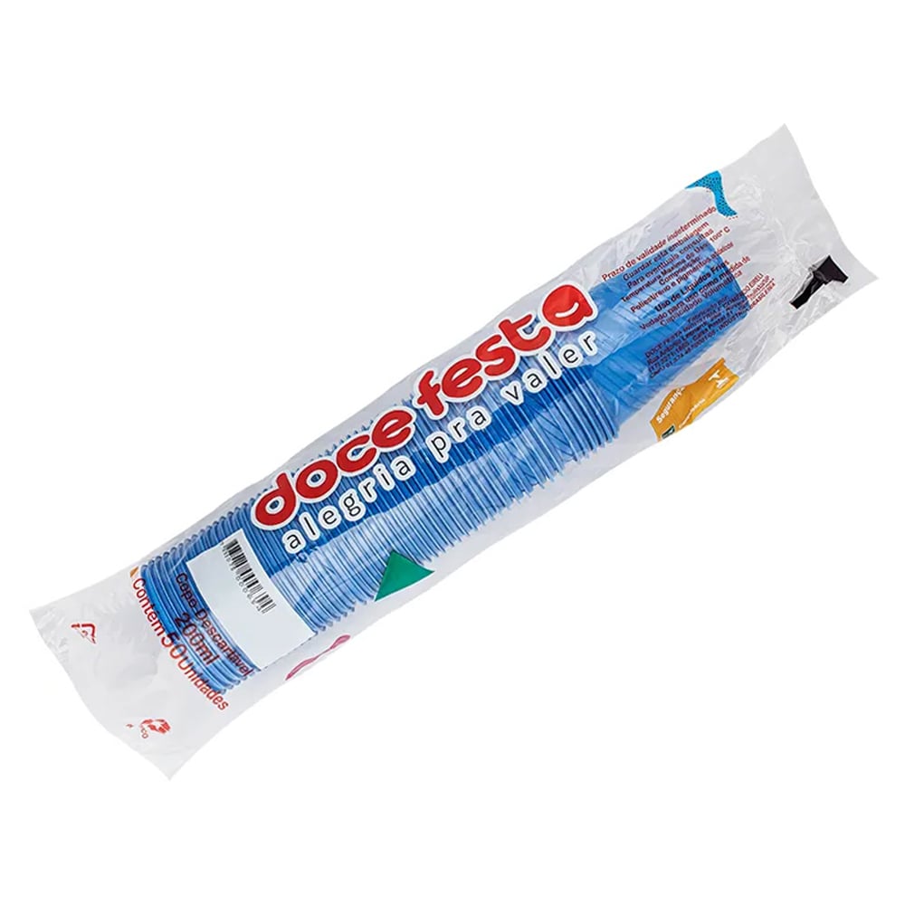 COPO PLAST DOCE FESTA AZUL ESC 200ML