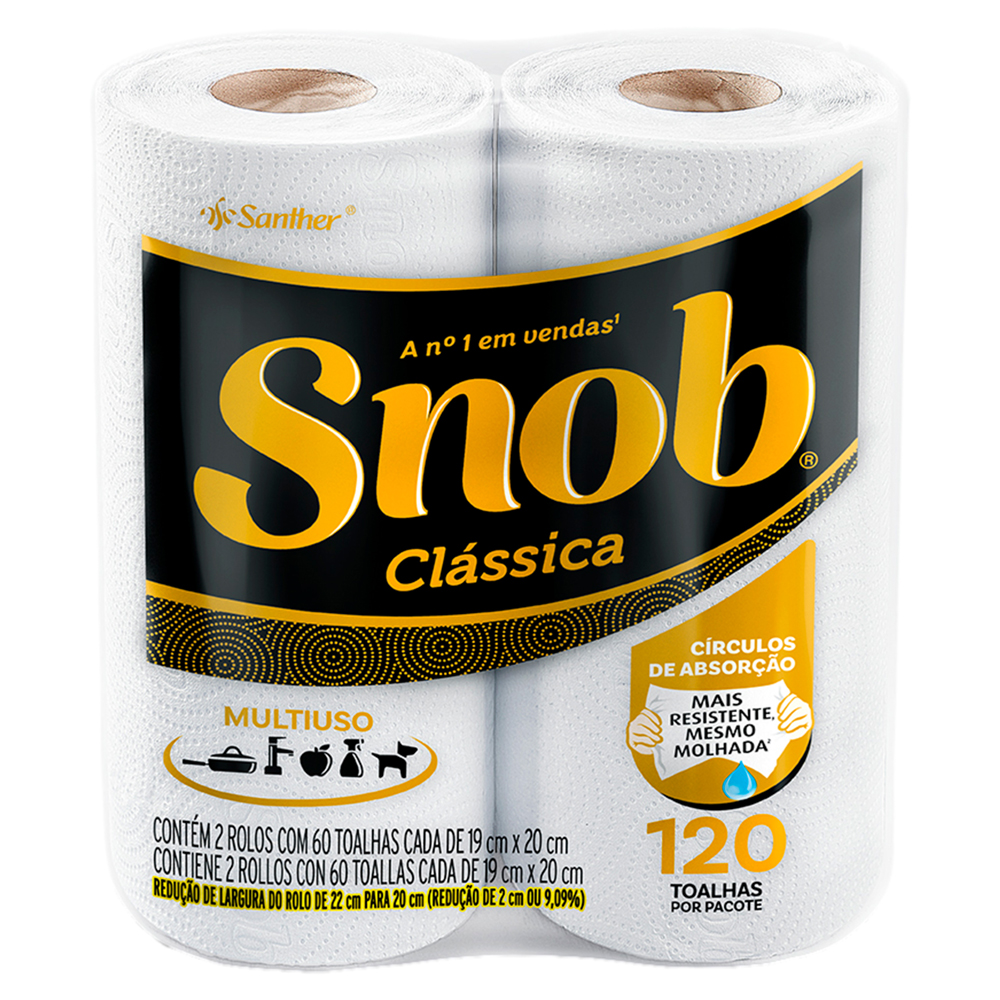 TOALHA DE PAPEL SNOB BRANCA 120 FLS