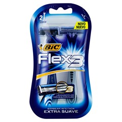 AP DE BARB BIC FLEX3 BLC 2UN AZUL