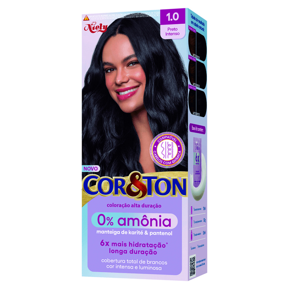 TINT COR&TON SEM AMONIA 1.0 PRETO INTENS