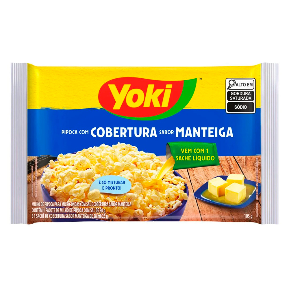 PIPOCA PARA MICRO-ONDAS COM SAL COBERTURA MANTEIGA YOKI PACOTE 105G