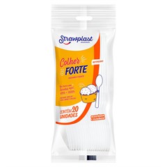 COLHER DESC STRAWPLAST FORTE BRANCA 20UN