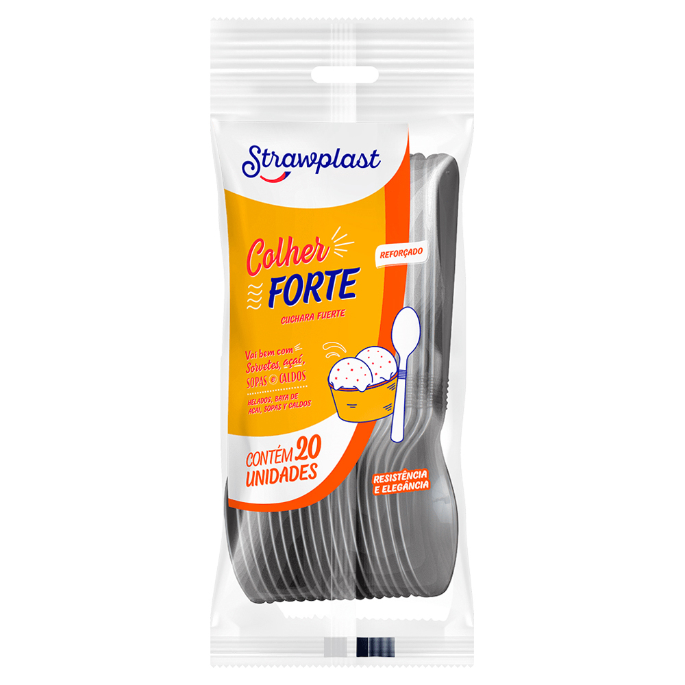 COLHER DESC STRAWPLAST FORTE PRATA 20UN