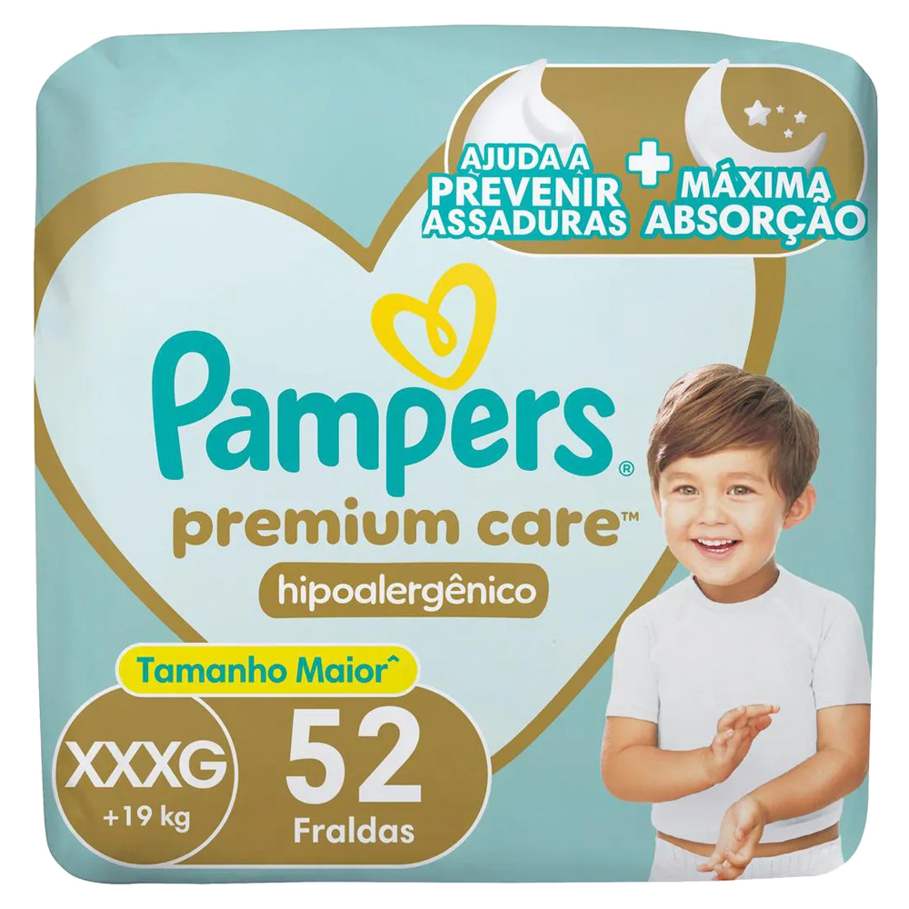 FRALDA PAMPERS PREM CARE XXXG 52UN