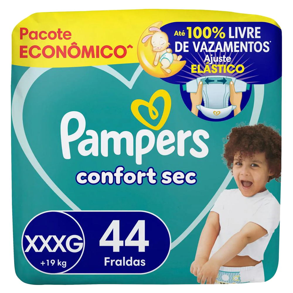 FRALDA PAMPERS CONFORT SEC XXXG 44UN