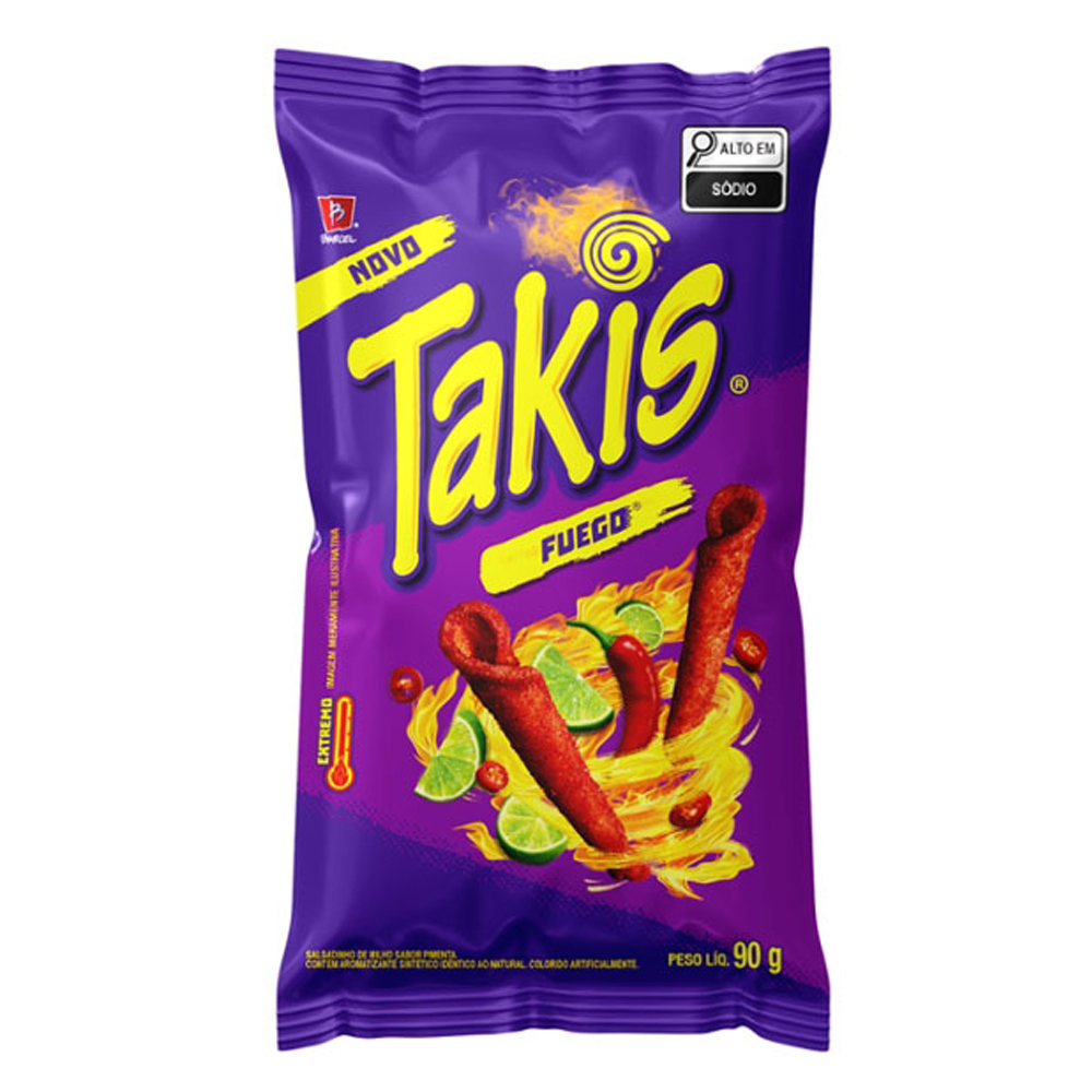 SALGADINHO DE MILHO FUEGO TAKIS PACOTE 90G