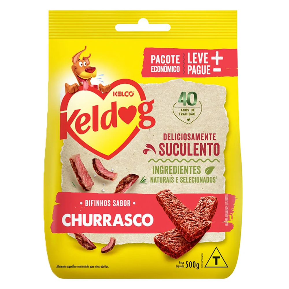 BIFINHO PARA CÃES ADULTOS CHURRASCO KELDOG CRIADORES SACHÊ 500G