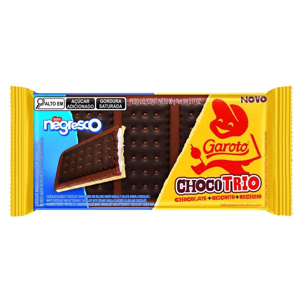 CHOC GAROTO TABL 90G CHOCOTRIO  NEGRESCO