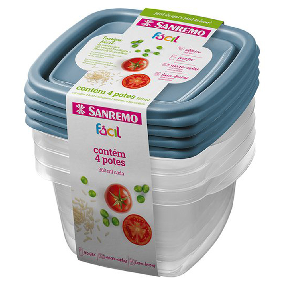 CJ 4POTES PLASTICOS SANREMO 360ML