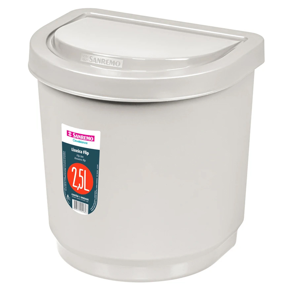 LIXEIRA DE PIA PLÁSTICA SANREMO FLIP 2,5L