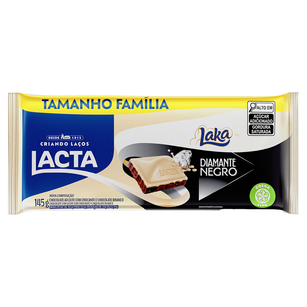 CHOC LACTA TABL 145G DIAMANTE NEGRO LAKA
