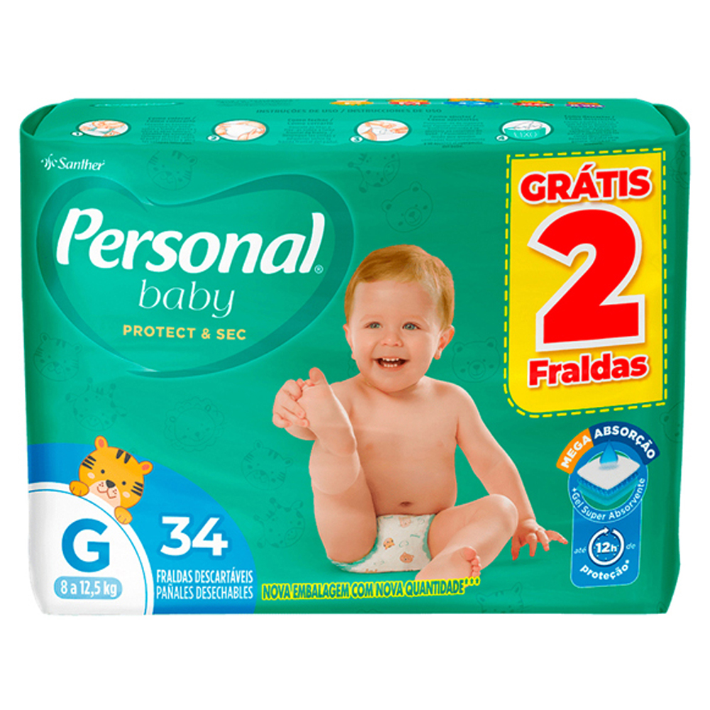 FRALDA PERSONAL BABY  G  LV34 PG32
