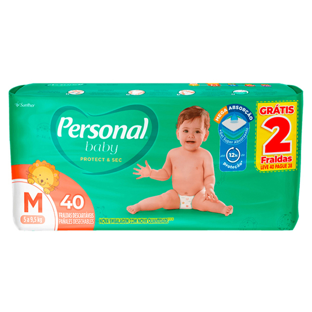 FRALDA PERSONAL BABY  M  LV40 PG38