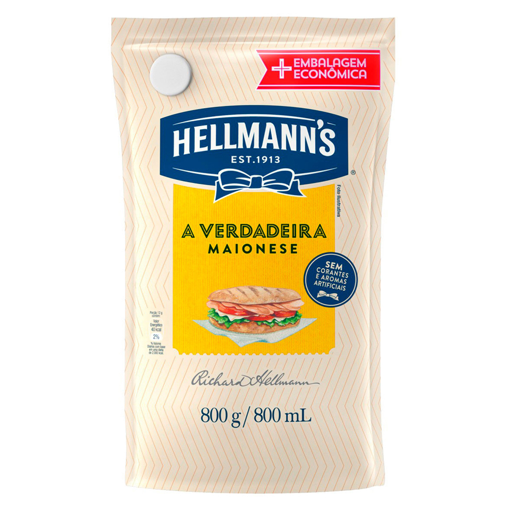 MAIONESE HELLMANNS SACHÊ 800G EMBALAGEM ECONÔMICA