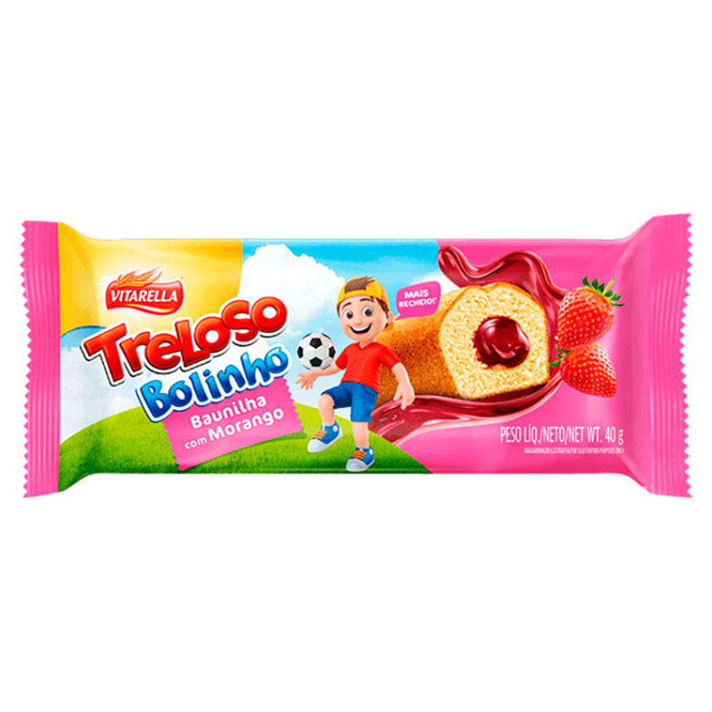 BOLINHO TRELOSO 40G BAUNILHA/MORANGO