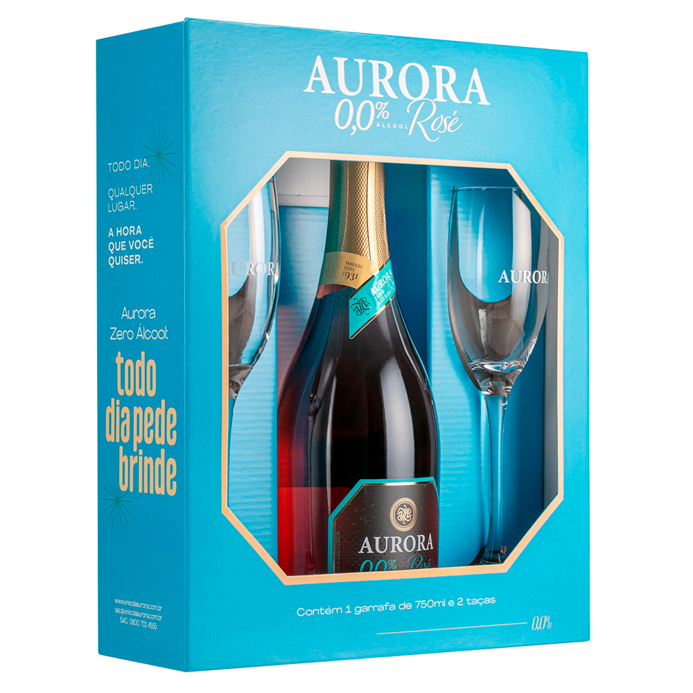 ESPUM AURORA O,O% ROSE 750ML+2TACAS