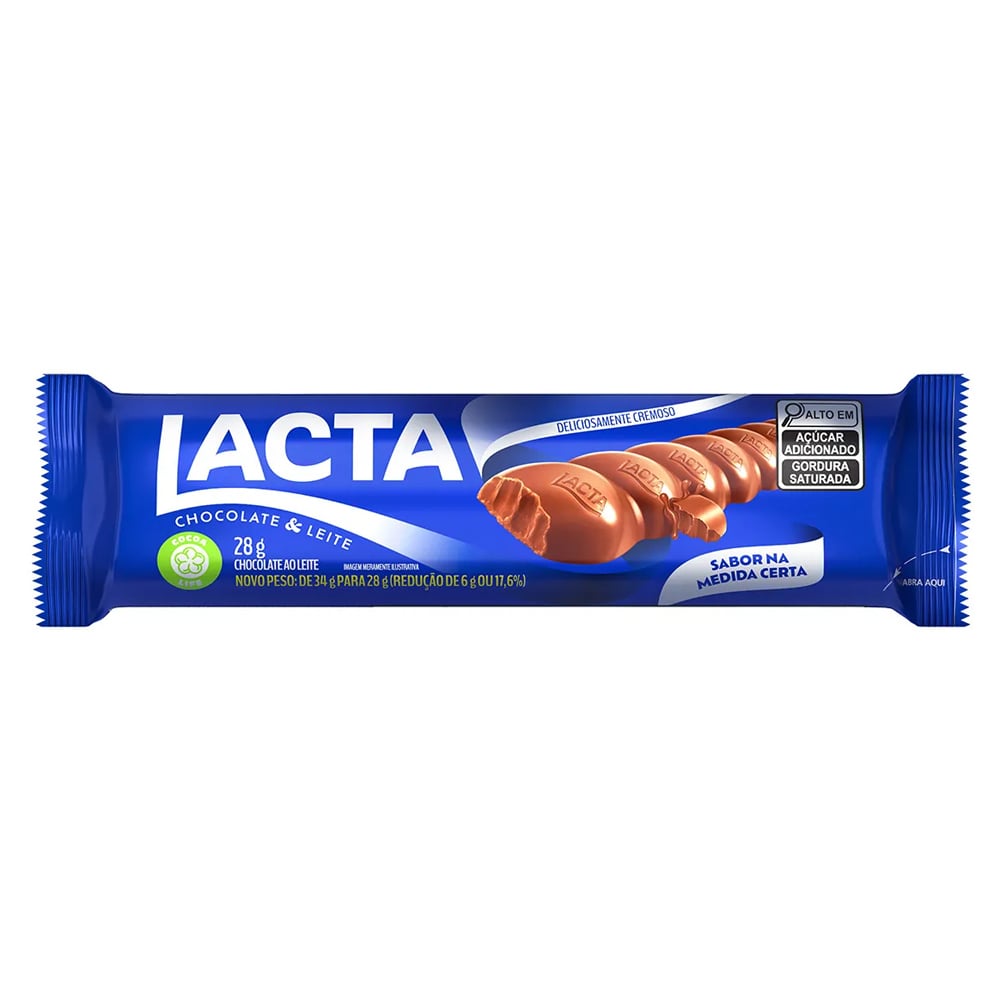 CHOC LACTA TABL 28G LACTA AO LEITE