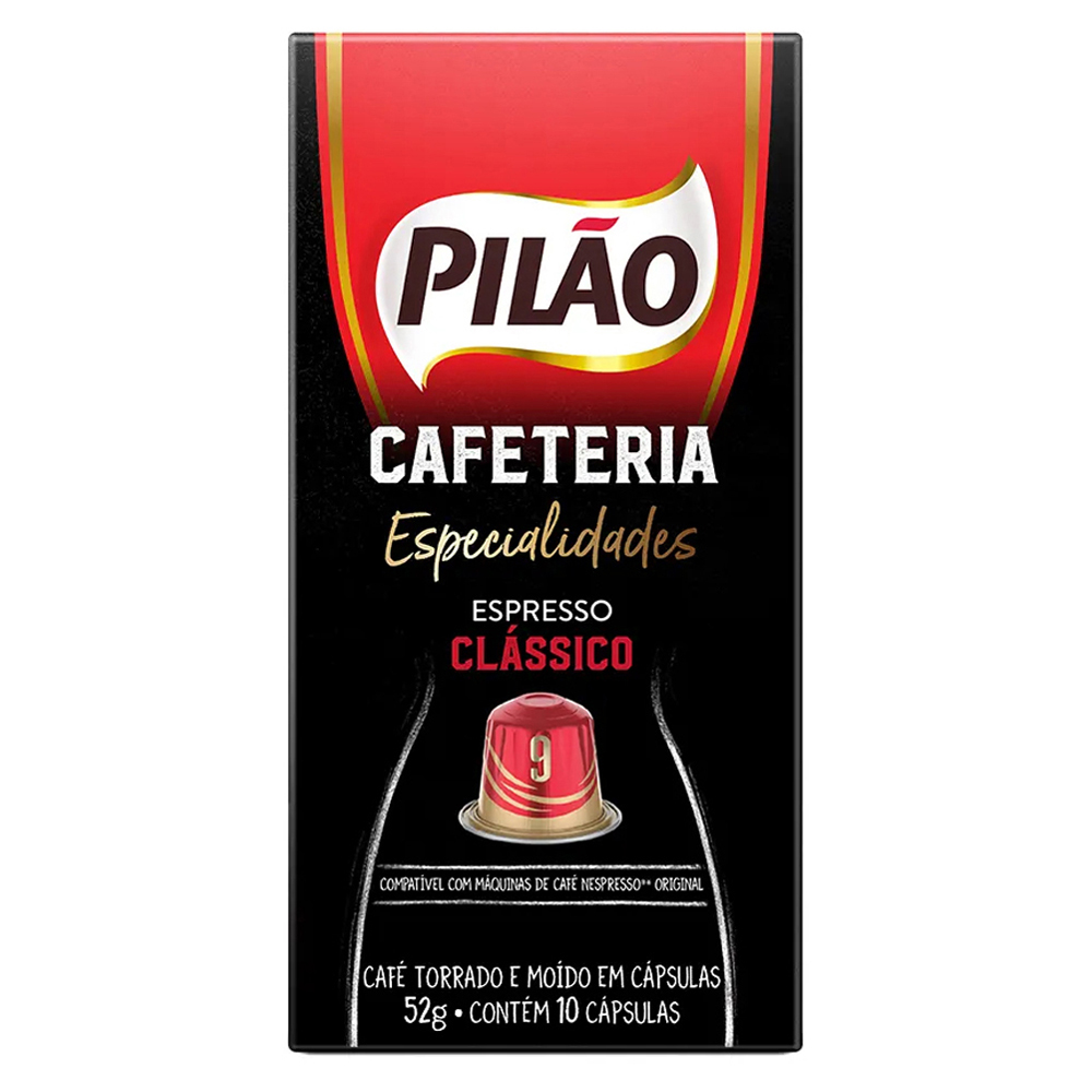 CÁPSULAS DE CAFÉ PILÃO ESPRESSO TORRADO E MOÍDO CLÁSSICO COM 10 CÁPSULAS