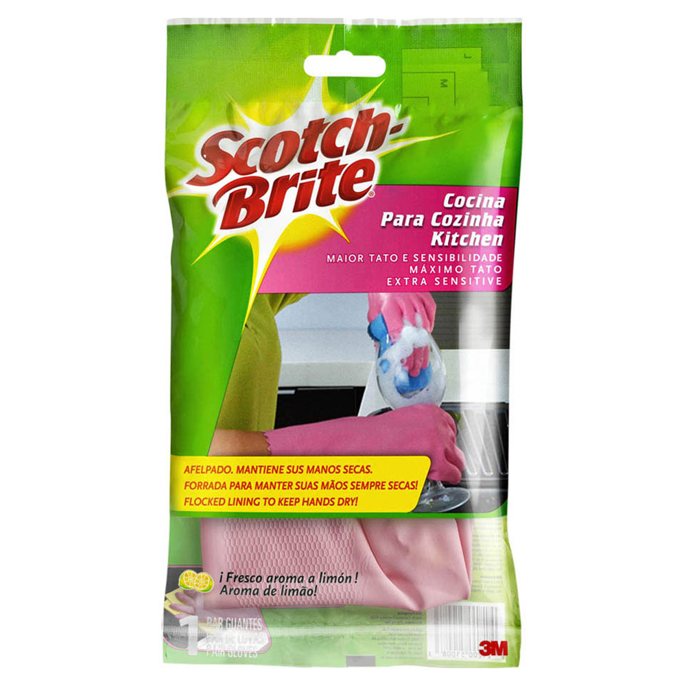 LUVAS SCOTCH BRITE P/COZINHA ROSA  P 