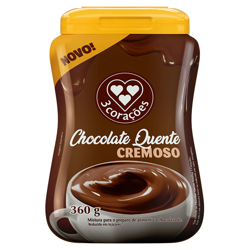 ACHOCOLATADO PÓ 3 CORAÇÕES CHOCOLATE QUENTE CREMOSO 360G