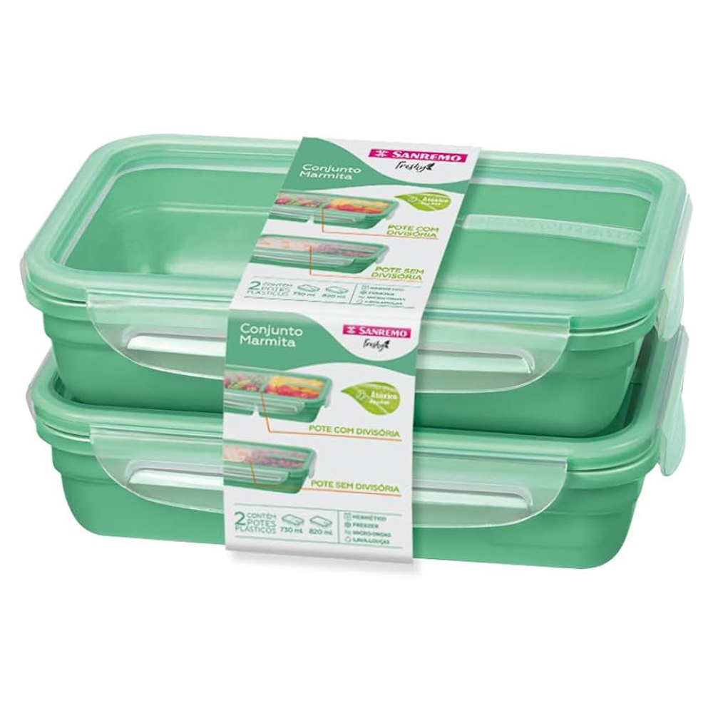 CONJ 2 POTES SANREMO MARMITA PLAST VERDE