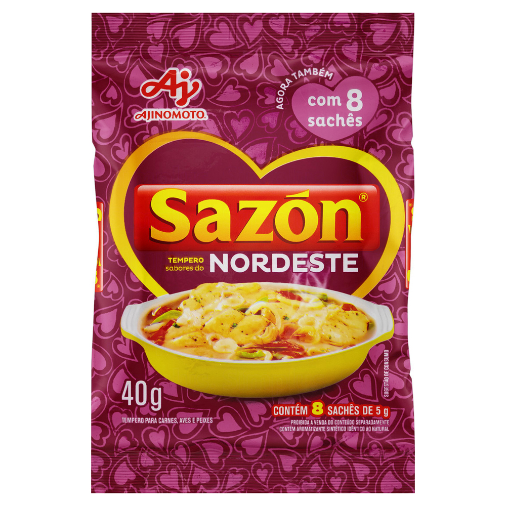 TEMPERO SABORES DO NORDESTE SAZÓN PACOTE 40G 8 UNIDADES