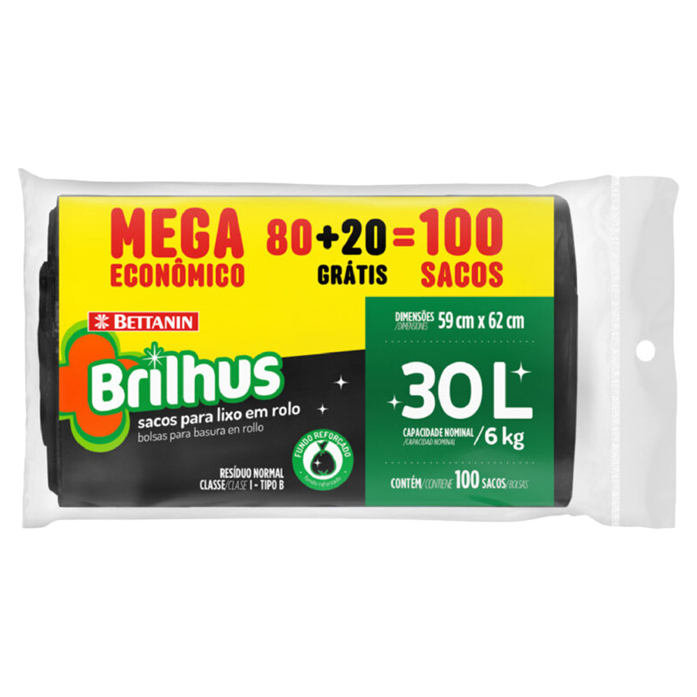 SACO P/LIXO BRILHUS MEGA 30L