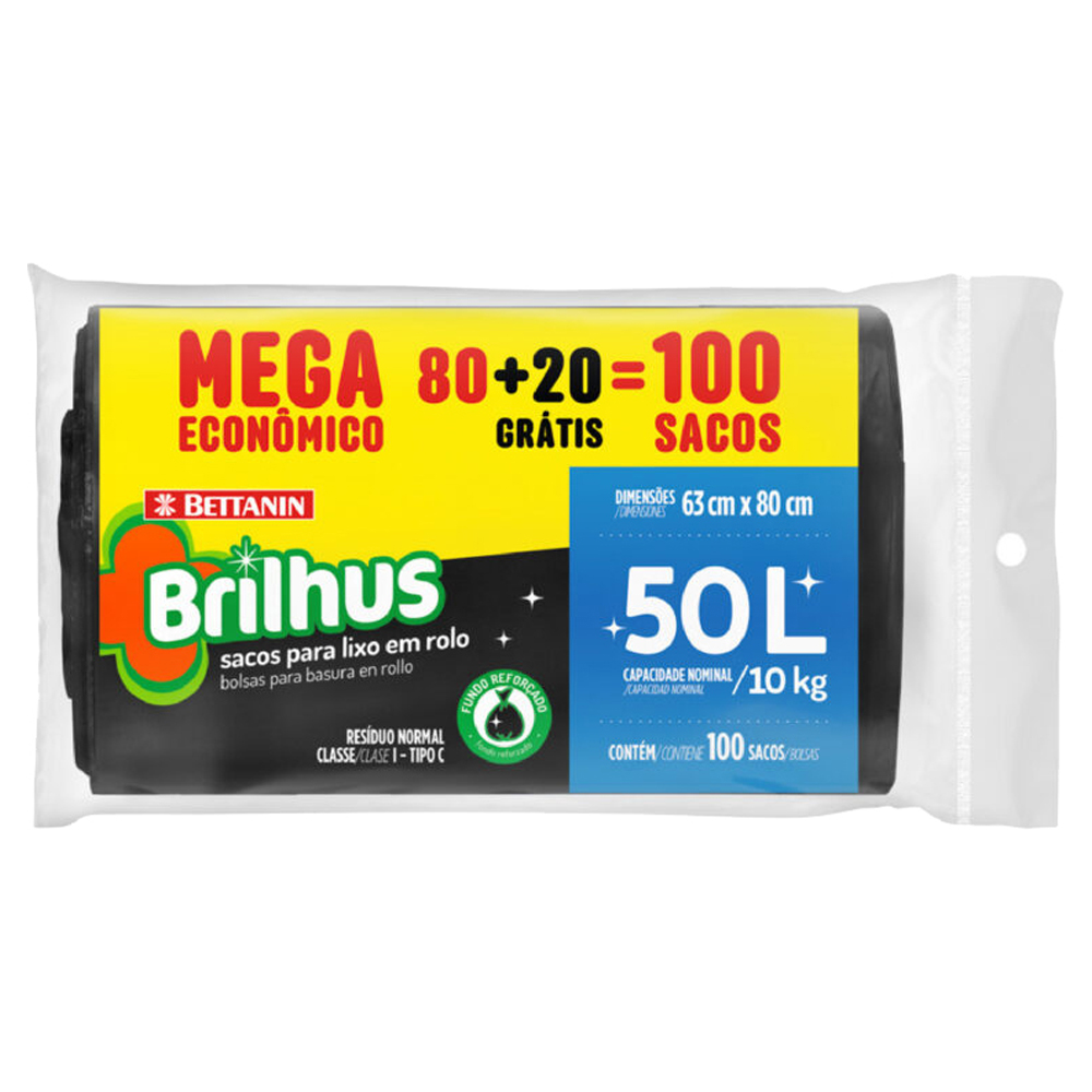 SACO P/LIXO BRILHUS MEGA 50L