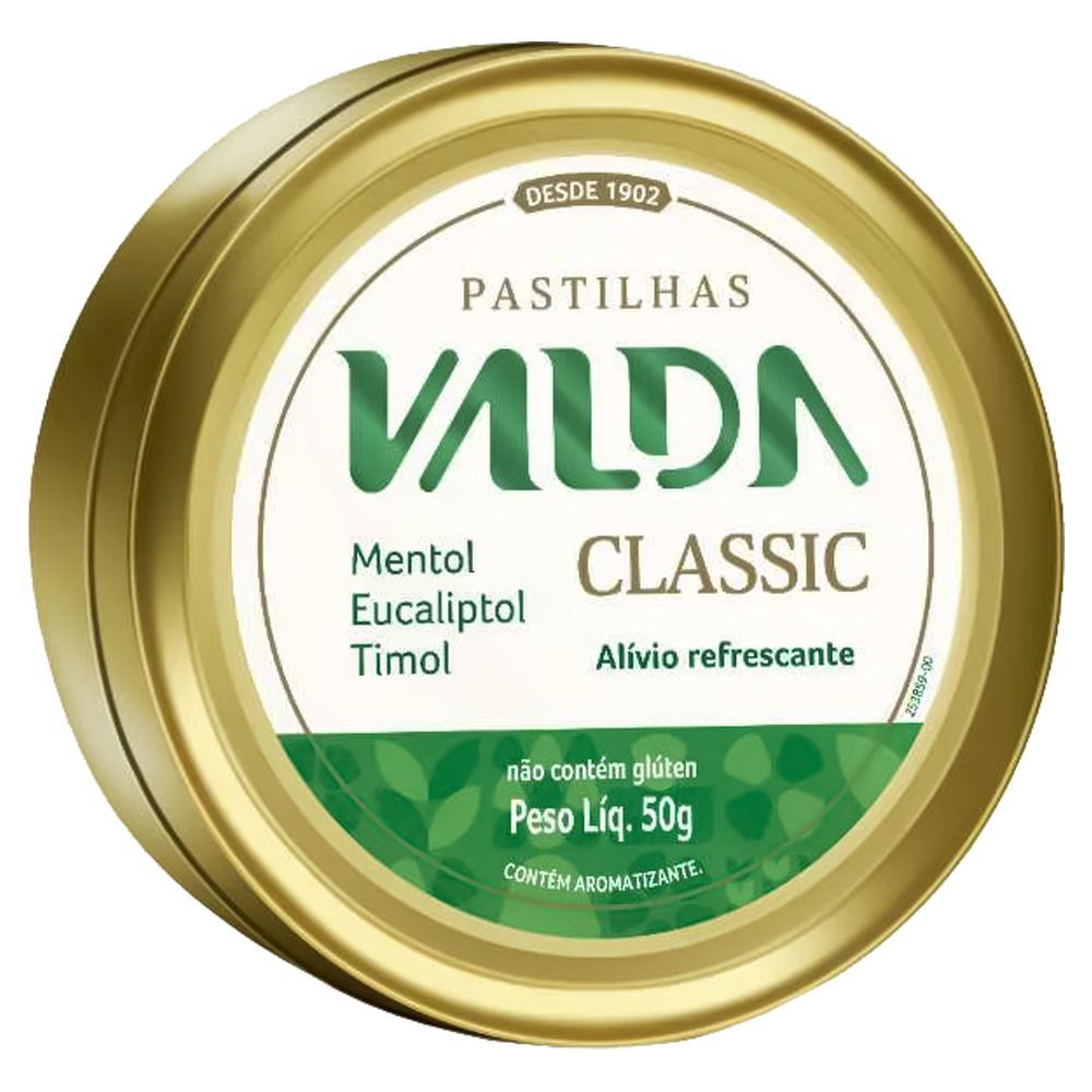 PASTILHAS MENTOL, EUCALIPTOL E TIMOL VALDA CLASSIC LATA 50G