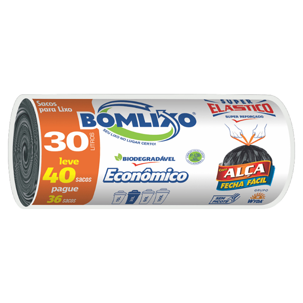 SACO P/LIXO BOMLIXO FECHA FACIL PT 30L