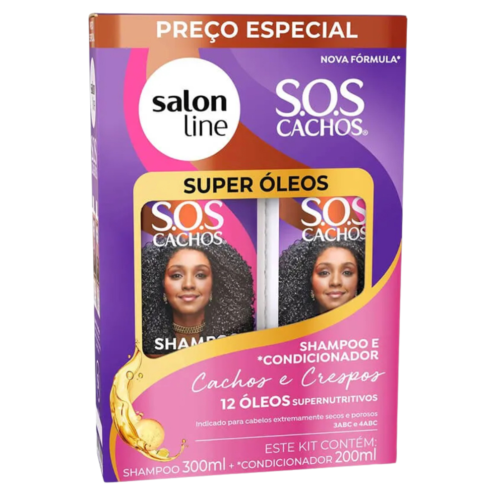KIT SH+COND. SALON LINE CACHOS SUP.OLEOS