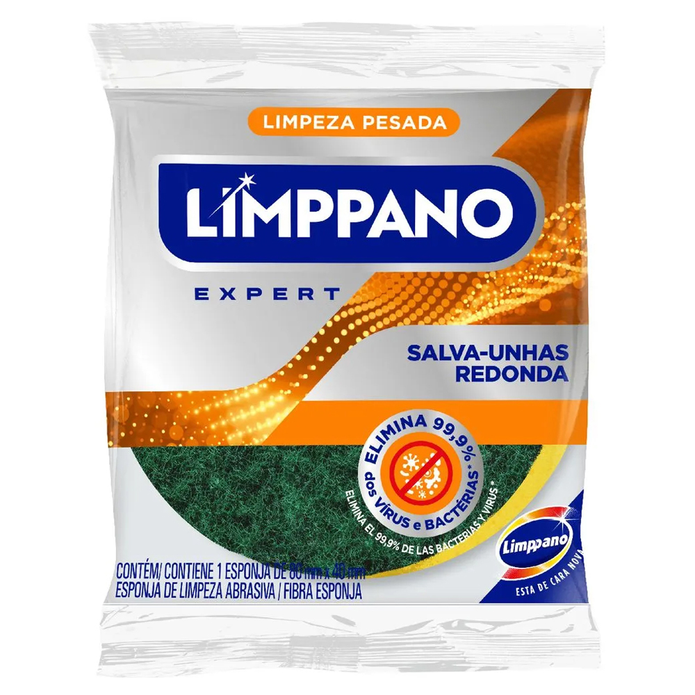 ESPONJA REDONDA LIMPEZA ABRASIVA SALVA-UNHAS LIMPPANO