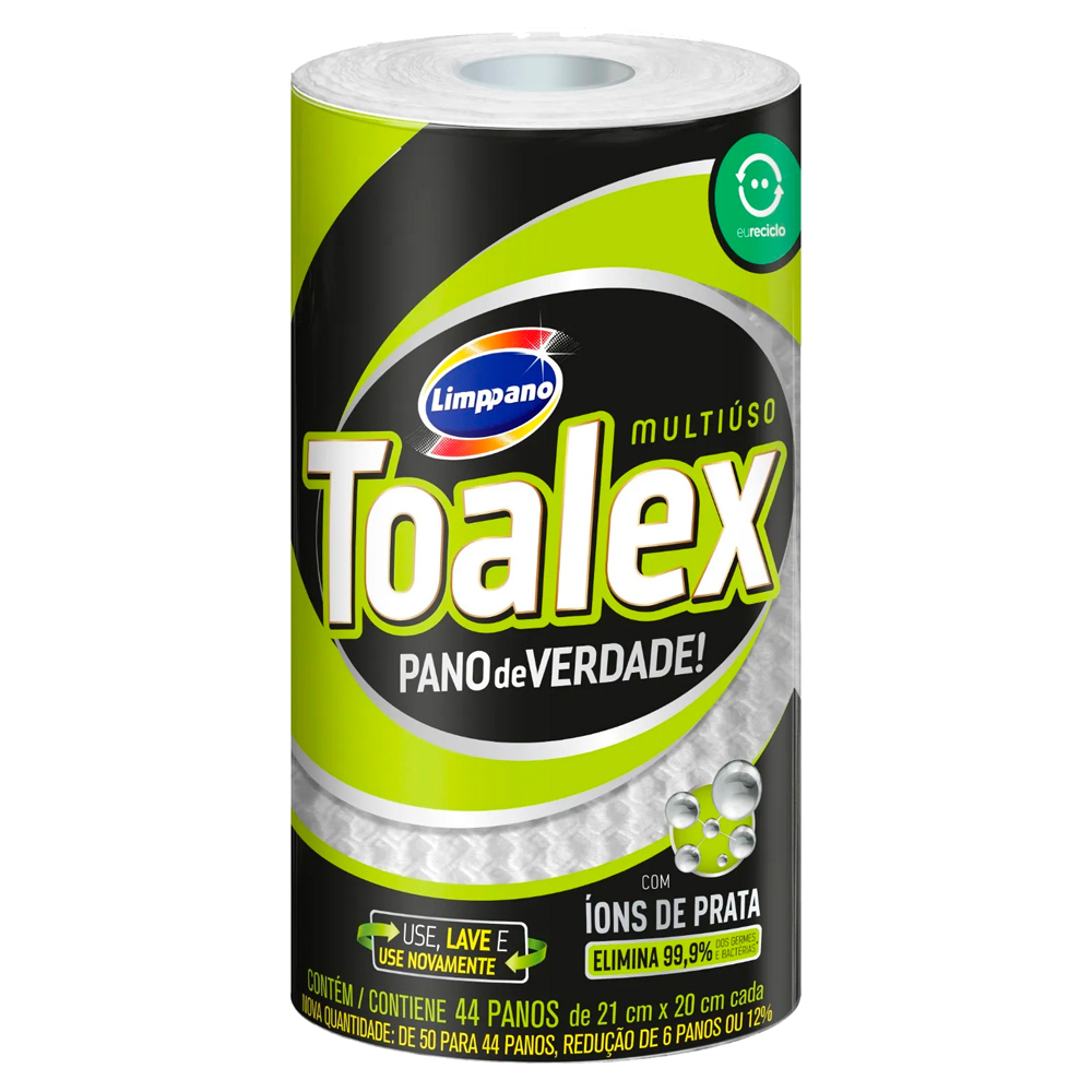 PANO MULTIUSO REUTILIZÁVEL BRANCO LIMPPANO TOALEX 44 UNIDADES- BRANCO