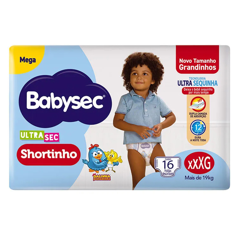 FRALDA BABYSEC SHORTINHO MEGA XXXG 16UN