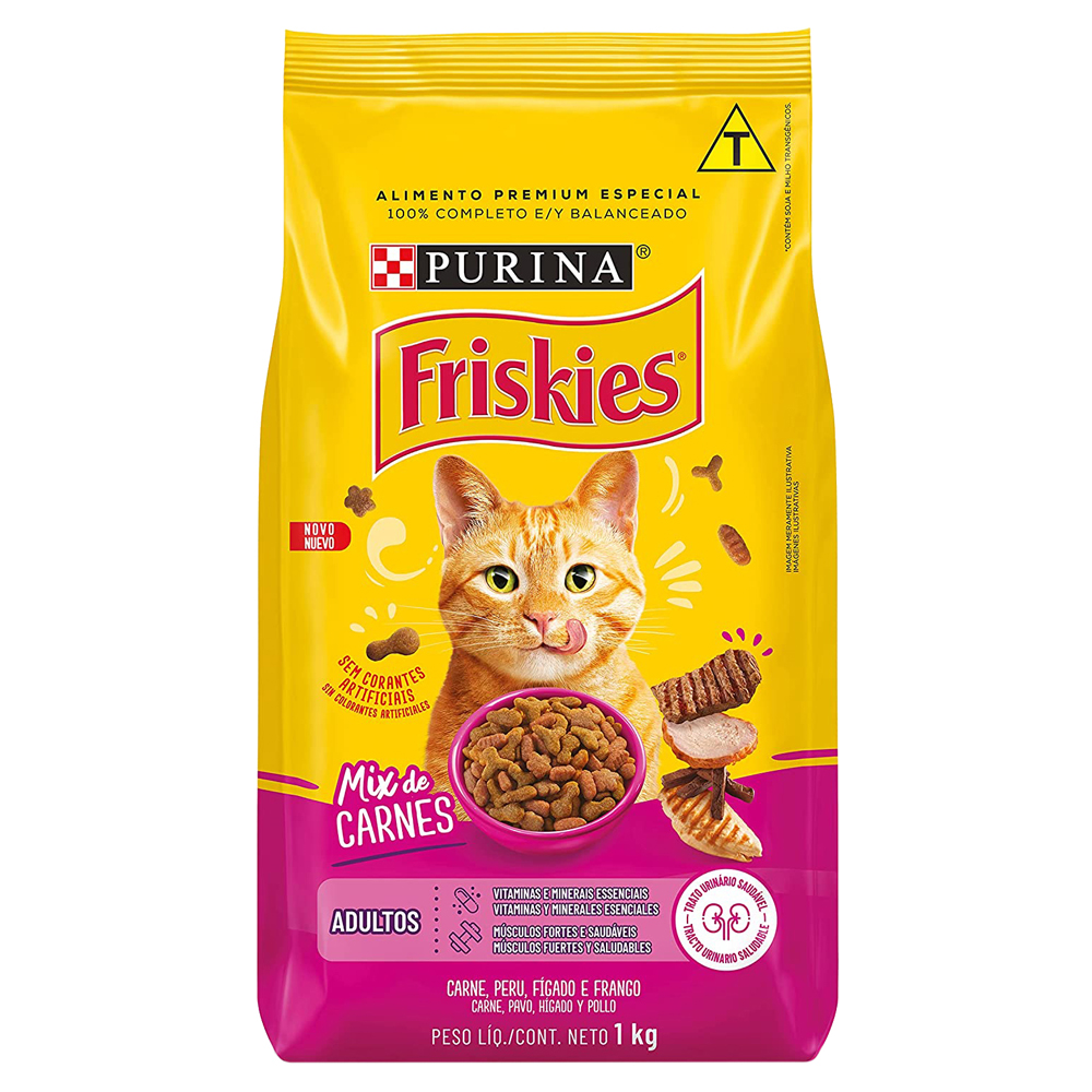 ALIMENTO PARA GATOS ADULTOS MIX DE CARNES PURINA FRISKIES PACOTE 1KG
