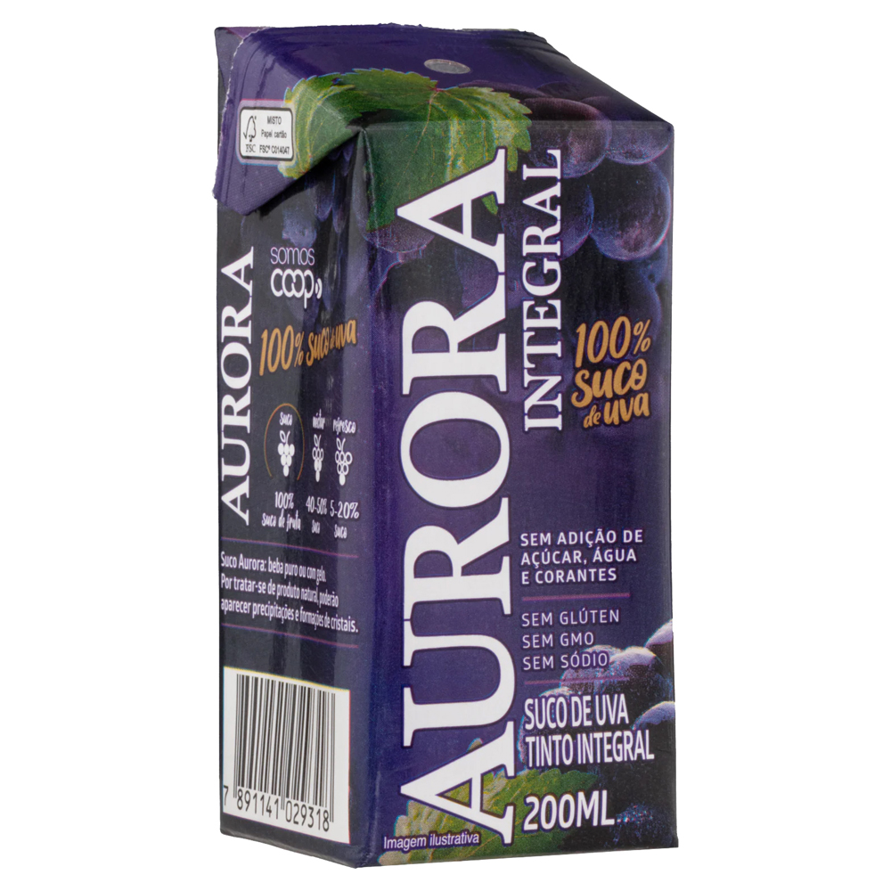 SUCO AURORA UVA BCO INTEG TP 200ML