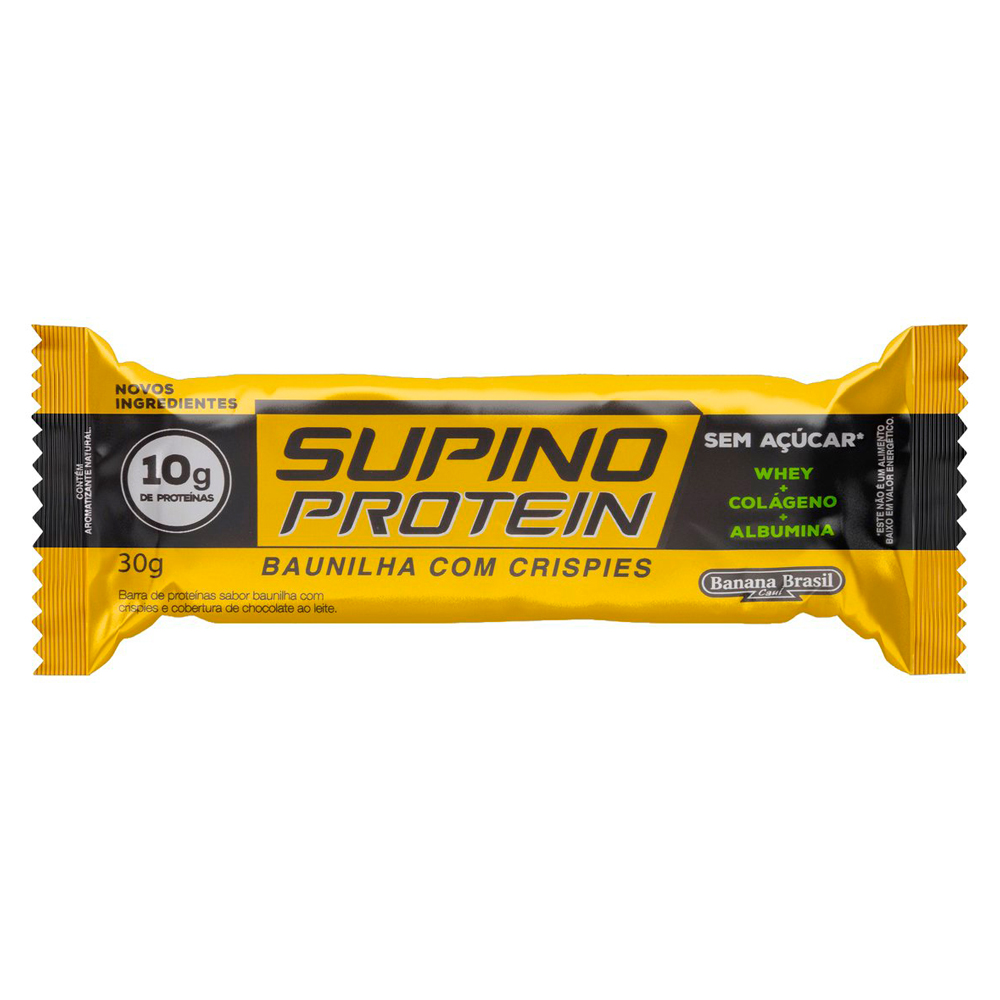 BARRA DE PROTEÍNA BAUNILHA COM CRISPIES ZERO AÇÚCAR SUPINO PROTEIN PACOTE 30G
