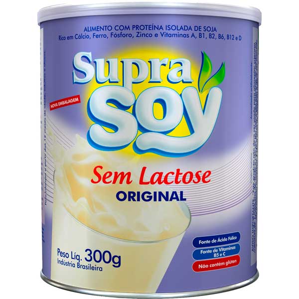 ALIMENTO À BASE DE SOJA PÓ ORIGINAL ZERO LACTOSE SUPRA SOY LATA 300G