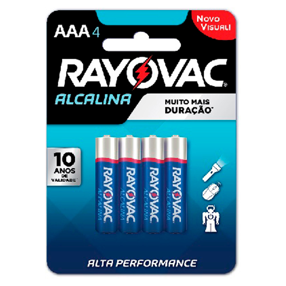 PILHA RAYOVAC ALCAL SM AAA PALITO 04UN